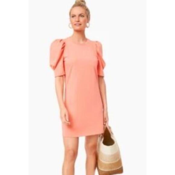 Tuckernuck Pomander Place Puff Shoulder Cotton Dress in Coral Size Large - Picture 1 of 10